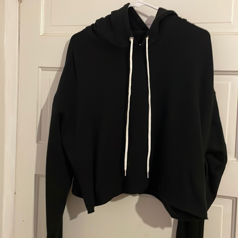 black cropped hoodie